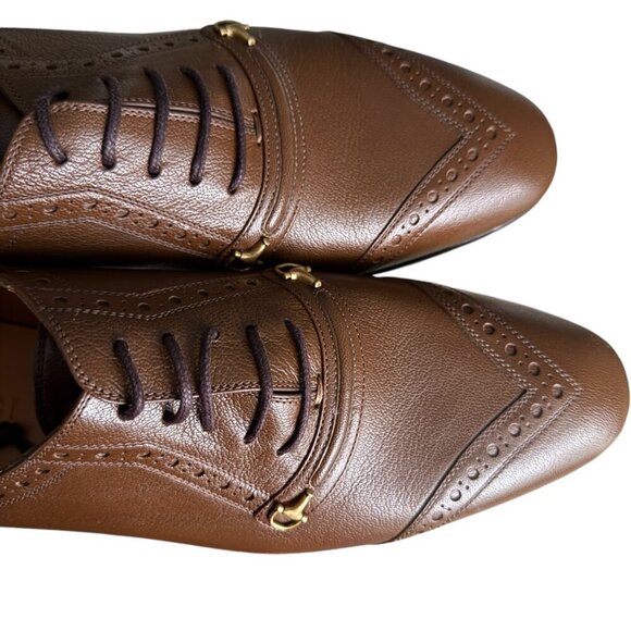 Gucci 745831 Men's Auroville Goat Brown Sugar Lace-up Loafer Shoe multiple sizes - Picture 12 of 13